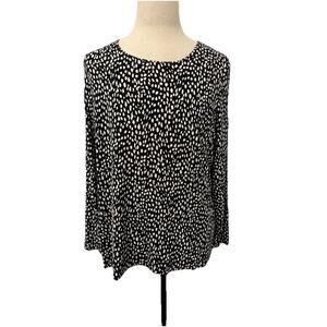 Chico's Women's Long Sleeve Top Tunic Size 3 Black and White Print US Size XL